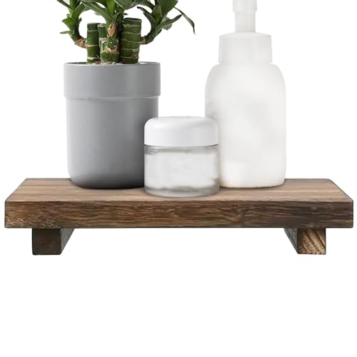 Présentoir de comptoir de salle de bain - Plateau de salle de bain en bois - Support de rehaussement d'articles de toilette - Base en bois rustique - Présentoir en bois - Plateau de cuisine pour