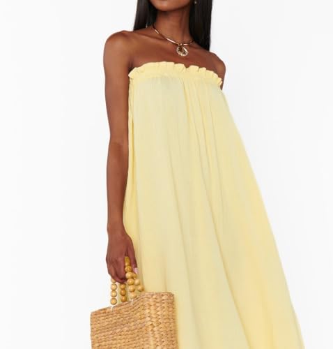 Image of Women Floral Print Maxi Tube Dress Strapless Flowy Long Bandeau Dress Y2K Open Back Sundress Summer Beachwear
