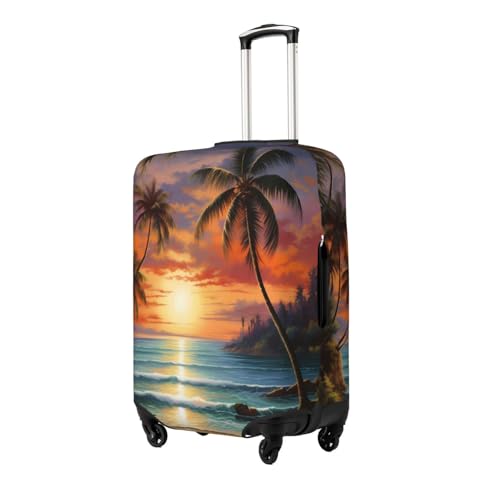 Beach Sunset Tropical Palm Tree Luggage Cover Elastic Travel Suitcase Covers, Anti Scratch Dust Proof Baggage Covers, Fits 22-24 inch Suitcases2