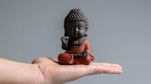 Figura decorativa Buda Zen de cerámica para meditación miniatura 3