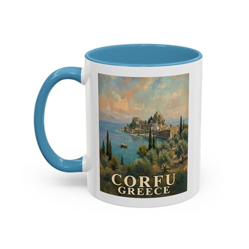 Tazón de cerámica con diseño Corfu Grecia 11oz miniatura 2