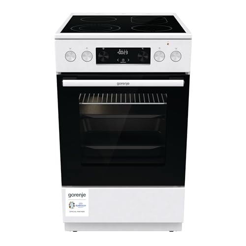 Gorenje GECS5C 60 WPA Elektro-Standherd mit Glaskeramik-Kochfeld / 50cm / 70 Liter/GentleClose/Schnellaufheizung/AirFry/ExtraSteam/Teleskopauszüge/AquaClean/weiß, 740538, 70L., 359.99 €