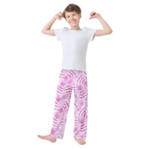 Boys' Pants Pink Doll Christmas Tree Bow Long Bottoms Jogger Pants Elastic Waist Trousers with Pockets S-XL2