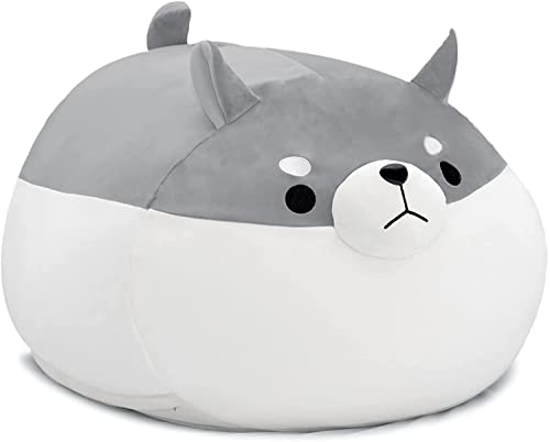 CueBear ぬいぐるみ収納袋 布団収納袋 クッションになるカバー 柴犬デザイン(灰色) 多機能収納 おもちゃバッグ 布団を入れてクッションになる! 省スペース 衣類なども収納可能! 柔らかい生地 肌触りが良い 癒しグッズ 子供プレゼント stuffed animal storageの画像