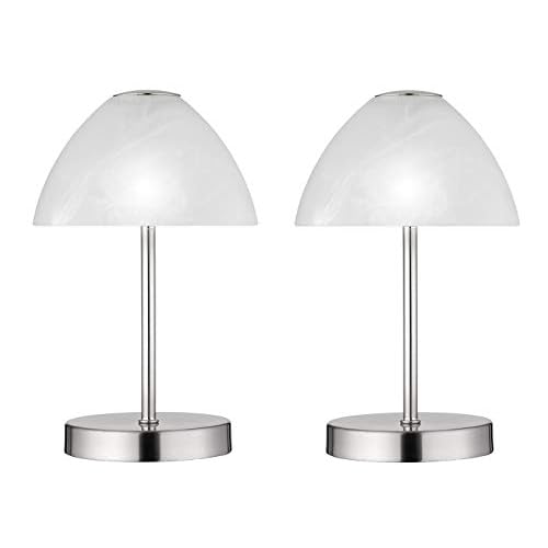 Dekorative LED Tischleuchten 2er SET - Metall 4-fach Touch Dimmer in Silber matt, 24cm hoch