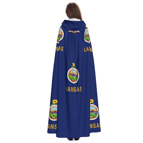 Cape à capuche drapeau du Kansas pour déguisement de magicien et vampire cosplay