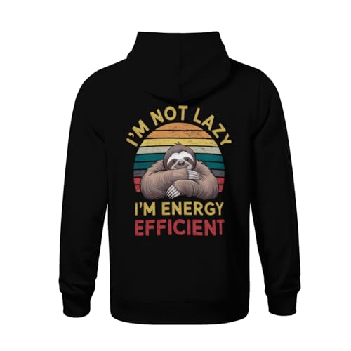 Kids Funny Sloth I'm Not Lazy I'm Energy Efficient Boys Girls Lightweight Kangaroo Pocket Fleece Hoodies3