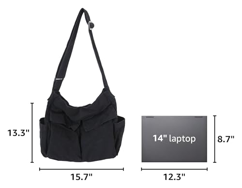 Image of KlaOYer Canvas Messenger Bag Large Hobo Bag Crossbody Shoulder Bag Tote Bag with Pocket for Women and Men