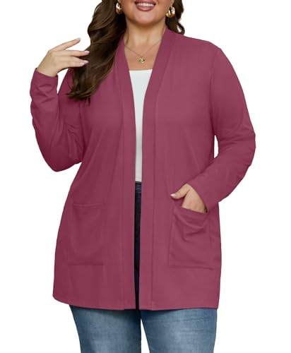 Image of OLRIK Plus Size Cardigan for Women 2026 Lightweight Open Front with Pockets