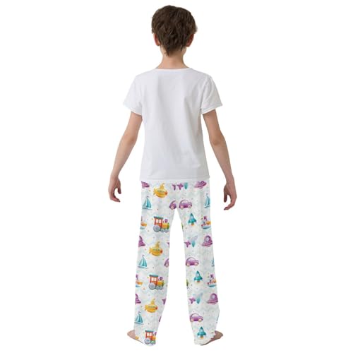 ZZXXB Train Rocket Submarine Boys Long Pants Soft Trousers Elastic Waist Kids Lounge Bottoms with Pockets S-XL3