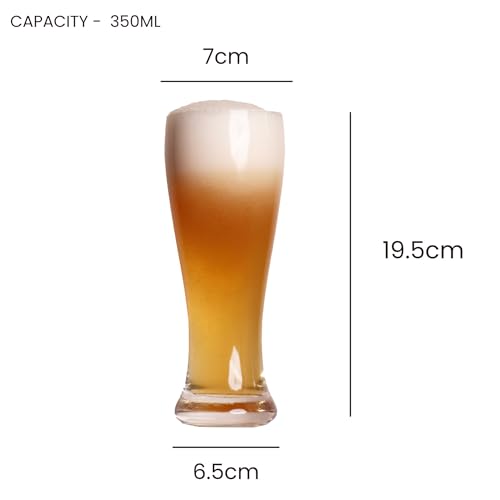 Image of Sipologie Hefeweizen Beer Glass 350Ml, Set Of 2- Authentic German Wheat Beer Experience - Transparent