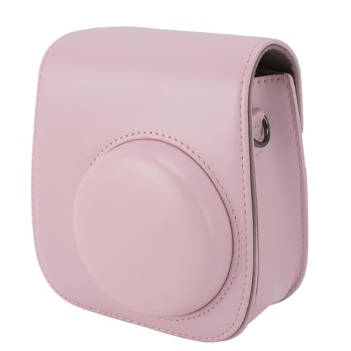 Agatige Instant Camera Protective Case, PU Leather Camera Bag with Photo Frames Album Shoulder Strap Selfie Mirror Filters Stickers PU Leather Camera Bag for Instant Mini12 (Light Pink)