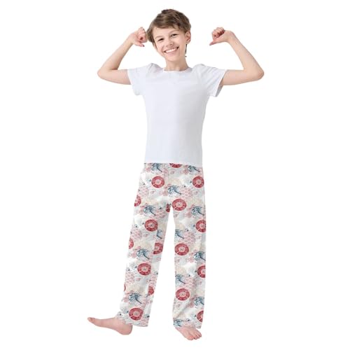 Clouds Wave Boys Long Pants Soft Trousers Elastic Waist Kids Lounge Bottoms with Pockets S-XL2