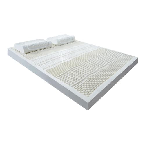 Cubrecolchón de látex natural tamaño King, plegable y de rebote rápido, con funda de algodón, látex puro, color NO2, 135 x 190 cm x 3