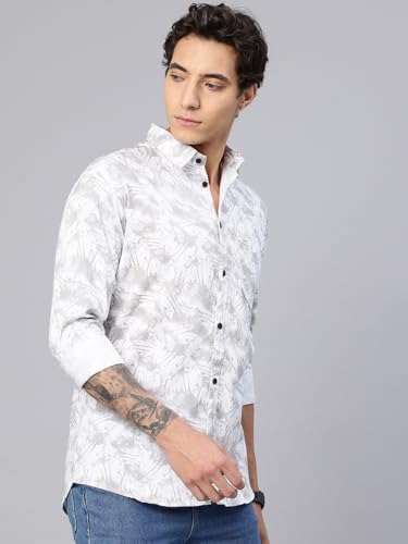 Image of Majestic Man Printed Pure Cotton Slim Fit Casual Shirt