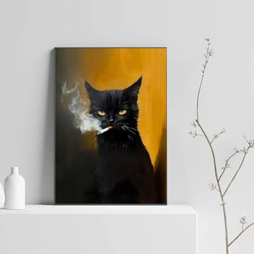 Cuadro de gato negro retro para transformar las paredes de tu sala de estar 3