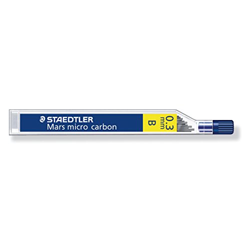 Staedtler Micro Mars Carbon Mechanical Pencil Leads, 0.3 mm, B, 60 mm x 12 (250 03 B)