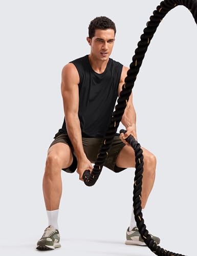 CRZ YOGA Men's Workout Sleeveless Shirt Quick Dry Stretchy Swim T-Shirts Athletic Gym Running Beach Tank Top3