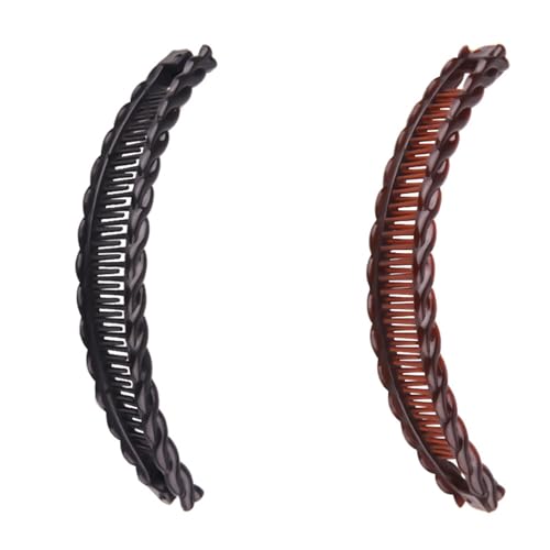 ZOONAI 2Pcs Banana Hair Claw Clips Women Girls Banana Hair Comb Ponytail Holder Jaw Accessories for for Fine Thick Hair (Black Coffee One Size)