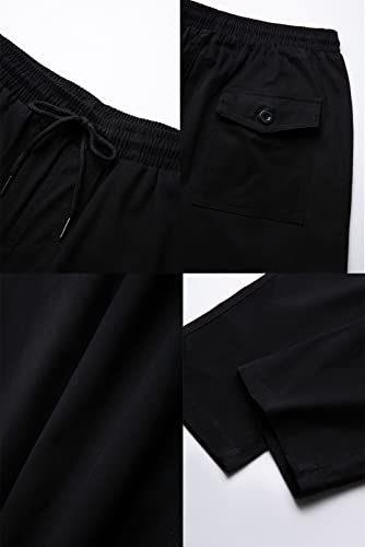 Thwei Mens Cargo Pants Casual Drawstring Athletic Jogger Sports Outdoor Trousers Black M #TOP5