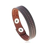 Fusamk Fashion Simple Sewing Thread Pattern Leather Cuff Bracelet(Brown)