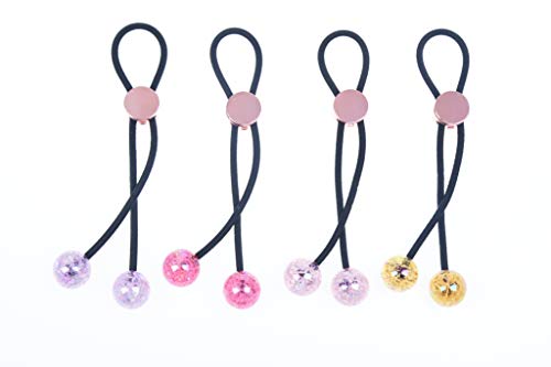 Sliding Hair Ties Ponytail Holders Elastic Hair Cord Rose Gold Knot Cracked Ice Pattern Crackle Acrylic Ball
