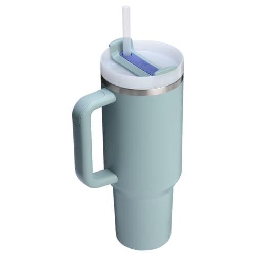 Image of Amazon Exclusive Stanley Quencher H2.0 Tumbler with Handle and Straw 40 oz | Flowstate 3-Position Lid | Cup Holder Compatible for Travel | Insulated Stainless Steel Cup | BPA-Free | Blue Cactus