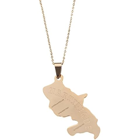 Collar con colgante de mapa de Martinica para mujer Francia Martinica Mapas Joyería Cover