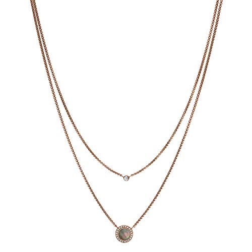 Fossil Women's Val Gray Mother-Of-Pearl Armband, JF02951791 + Fossil Women's Double Disc Anhänger Halskette