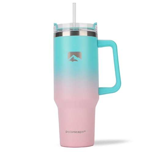 polarscape 40oz Tumbler with Straw and Lid - Insulated Travel Mug, BPA Free, Leak Proof, Dishwasher Safe, Stainless Steel, Double Walled - Includes 2 Lids & 2 Straws - 40oz / 1182ml - Bubble Bliss