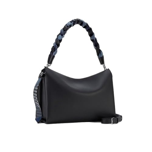 Designer Leather Shoulder Bag for Women, Large Black