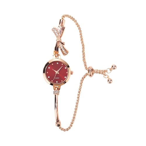 JOATVEE Relojes Reloj Analógico De Cuarzo De Las Mujeres Mosaico Con Diamantes Pulsera Dress Watch Para Reloj De Pulsera Impermeable Femenino Con Pulsera De Oro Rosa, rojo JOATVEE Relojes Reloj Analógico De Cuarzo De Las Mujeres Mosaico Con Diamantes Pulsera Dress Watch Para Reloj De Pulsera Impermeable Femenino Con Pulsera De Oro Rosa, rojo