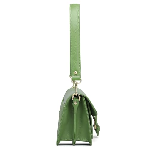 Image of Da Milano Women's Leather Shoulder Bag - Green