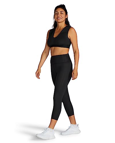 Tommie Copper Lower Back Support Compression Capri Leggings for Women, Flattering Fit, Sweat Wicking, Breathable, Black, Large