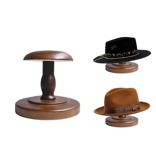 CHADWICK Vintage Style Hat Rack Stand, Rustic Brown Hat Display Stand Wood, Hat Rack Tabletop Cap Organizer and Display Rack, Wig Holder Display Cowboy Hat Rack Hat Organizer for Closet, Home Decor