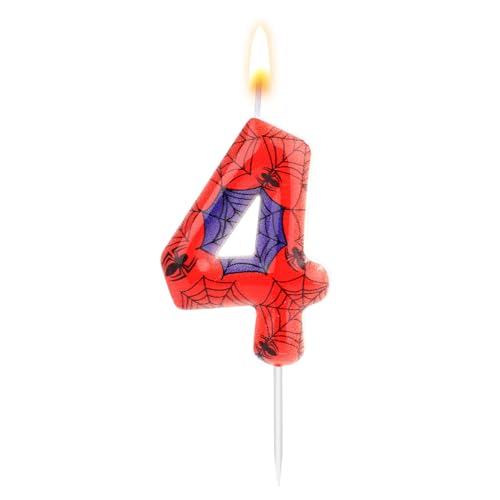 Vela de aniversário com tema de aranha, vela de teia de aranha com números vela para bolo de aniversário decorações de aniversário lustre para festa de aniversário de Halloween (4)