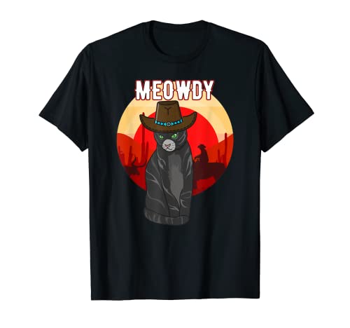 Meowdy Texas Landscape Cowboy Cat Meme T-Shirt