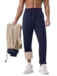 KEFITEVD Mens Winter Fleece Sweatpants Casual Thermal Trousers Elastic Warm Jogging Bottoms Sports Tracksuit Pants Drawstring Navy Blue 32