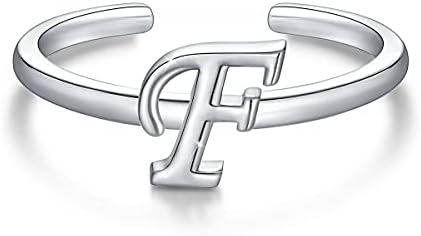 SIMPLGIRL Adjustable Initial Rings for Women Girls 925 Sterling Silver Stackable A-Z Initial Letter Capital Alphabet Ring Finger Band Open Rings