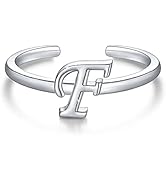 Damen Mädchen Buchstabe Ring 925 Sterling Silber Offener Verstellbare stapelba Initiale Alphabet ...