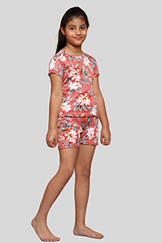 Image of FNOCKS Girls Printed Night Suit, Top & Bottom Set Half Sleeve. Girls Night Wear | Lounge Wear (100% Pure Cotton Hosiery Material)