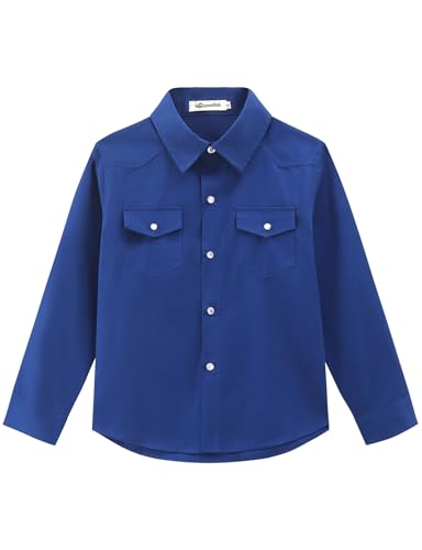 Image of Noomelfish Girls Long Sleeve Western Pearl Snap Button Down Shirt Cowgirl Outfits Blouse Tops (5-14 Years)