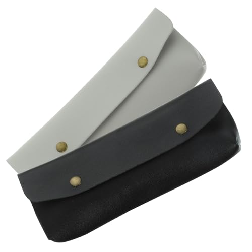ibasenice 2 pezzi Astuccio Portapennelli Trucco in PU Resistente Compatto e Portatile per Viaggio in Nero e Grigio Organizer Cosmetici Piccoli ed Eleganti