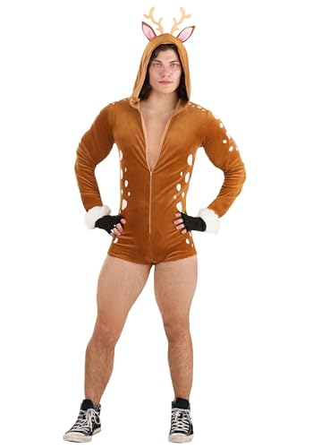 Fun Costumes Mens Sexy Deer Costume Adult Sexy Animal Outfit for Halloween Parties and Raves Revealing Woodland Creature X-Large