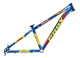 Quadro Bicicleta Aro 26 PRO-X Mandrake Hiten Freeride – Leve, 3,05kg, Freio a Disco, Tamanho 13,5”, Direção 44mm, Canote 27.2mm – MTB Trilhas e Manobras Radicais,Azul Amarelo Vermelho