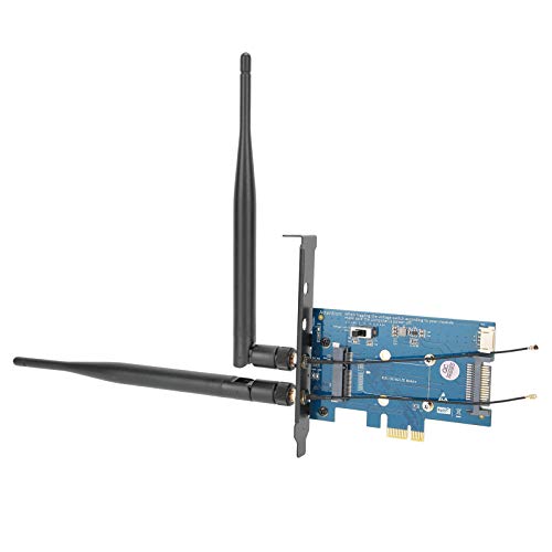 Adaptador de tarjeta de escritorio con ranura SIM, adaptador Mini PCIe a PCIe 1X, soporte para tarjeta de red combo, antena doble banda 2.4GHz 5GHz miniatura 1