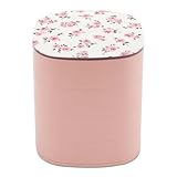 Jubonexis Cajas de joyería pequeñas con patrón de rosas rosas para mujer, organizador de aretes, organizador giratorio de joyas para collares, pulseras y anillos