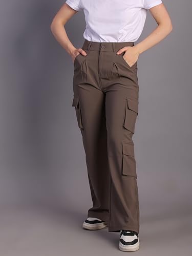 Image of HIGH Buy Women Korean 5 Pocket Cargo Comfort and Styles Baggy Super Lycra Pants for Women and Girls - Perfect High Waist Trousers for Women