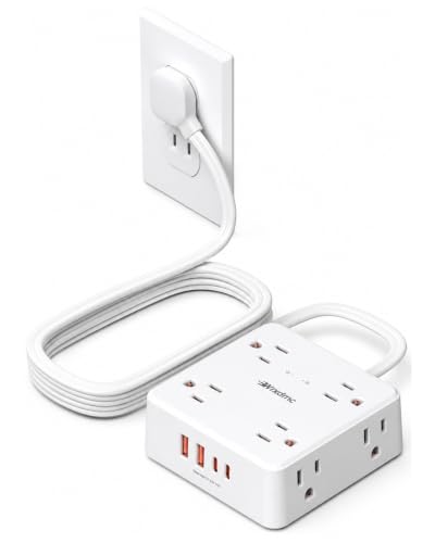 2 Prong Power Strip with 6 Cable Clips WRXDMC 2 Prong to 3 Prong Outlet Adapter 1400J Two Prong Surge Protector 5ft Extension Cord with Thin Flat Polarized Plug 8 AC&4 USB Wall Mountable