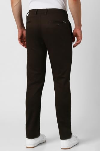 Image of Peter England Men's Super Slim Fit Stretchable Cotton Satin Casual Trousers | Office Sleek & Trendy Look